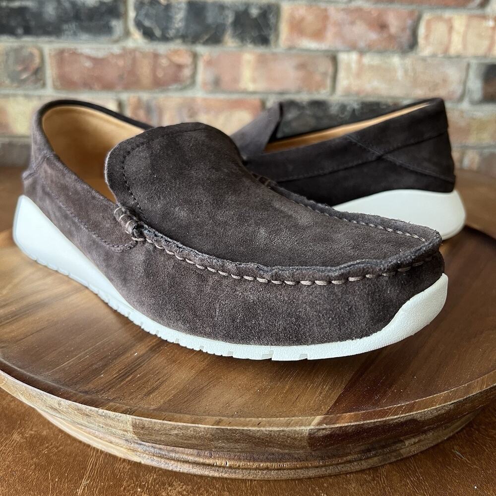 OluKai Ka'a Loafer Slip On Arch Support Suede Dark Wood Brown Moc Men's 9 Shoes - Picture 2 of 16